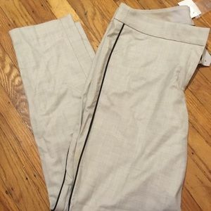 NWT J.Crew Pants. Khaki with black piping.